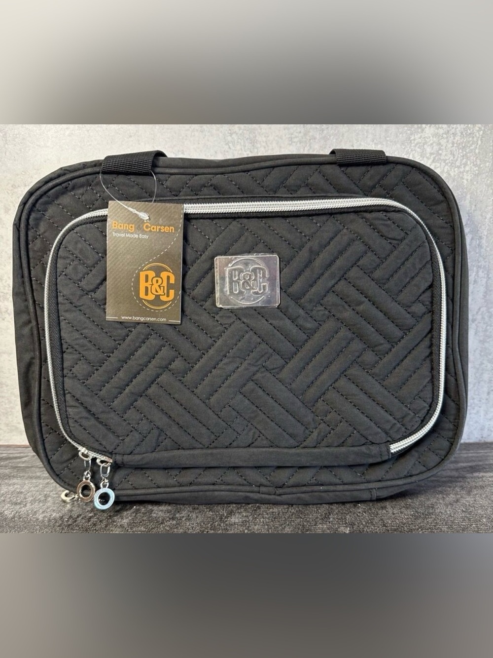 NWT Bang & Carsen Large Black Quilted Hanging Travel Organizer